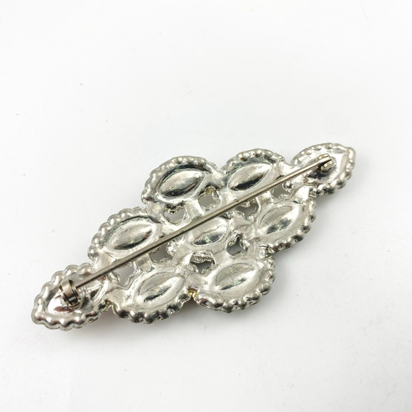 Vintage 1940s Art Deco Pink Moonglow Glass Rhinestone Clear Crystal Brooch. - Picture 6 of 6